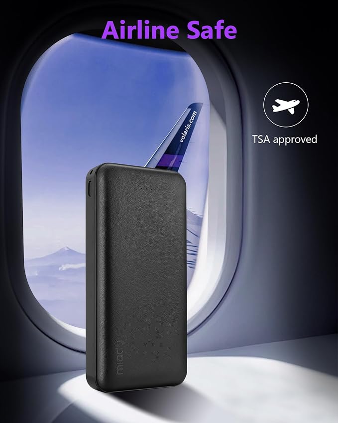 Miady 2-Pack Portable Charger 22.5W Power Bank 20000mAh Travel Battery Pack | Fast Charging丨Dual USB丨3 Outputs 2 Inputs丨High Capacity丨Compatible with iPhone 17 Android etc丨74Wh丨for Camping丨Black+White - Image 7