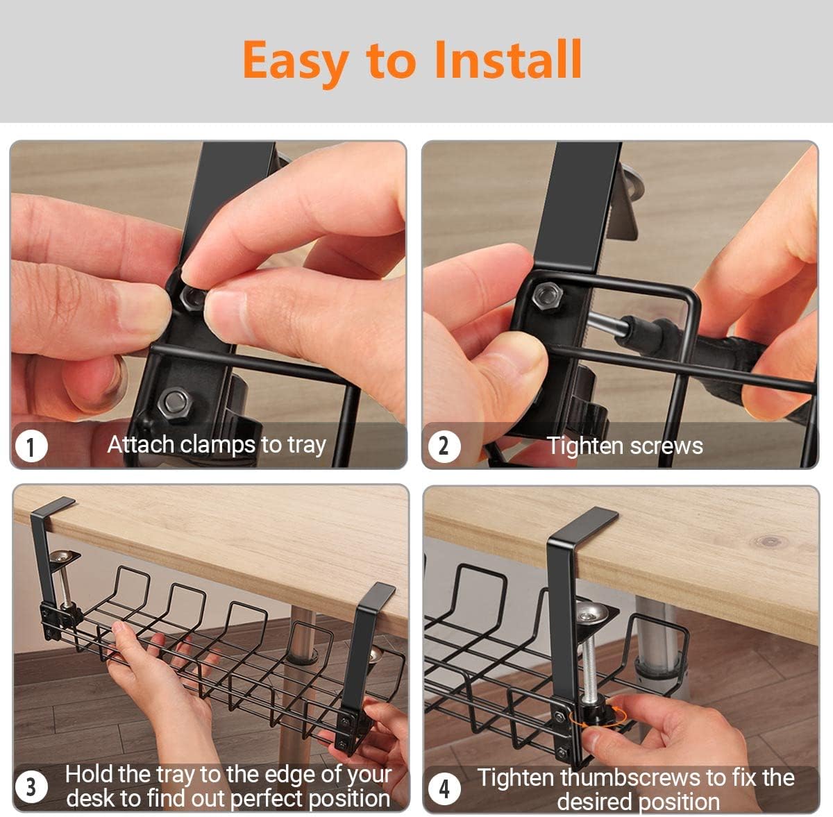 Under Desk Cable Management Tray L 14.9'' W 5.9'' - Image 6