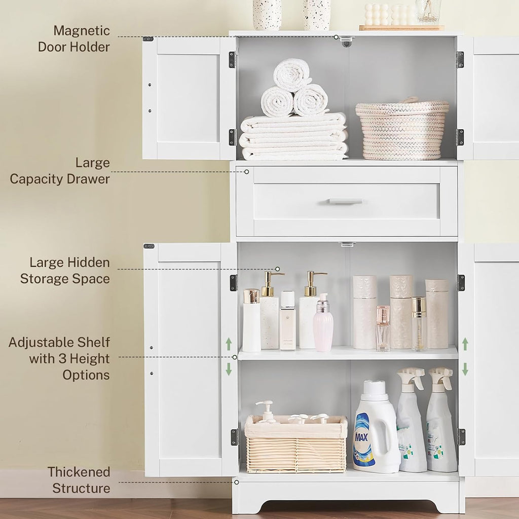 Bathroom Storage Cabinet with Adjustable Shelf & Large Drawer - Image 4