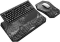 3-in-1 Ergonomic Keyboard Stand with Wrist Rest & Mouse Pad Set, Black Wave | Comfy Keyboard Riser Holder Soft Mousepad with Massage Design, Memory Foam and Non-Slip PU Base for Pain Relief by abcmat