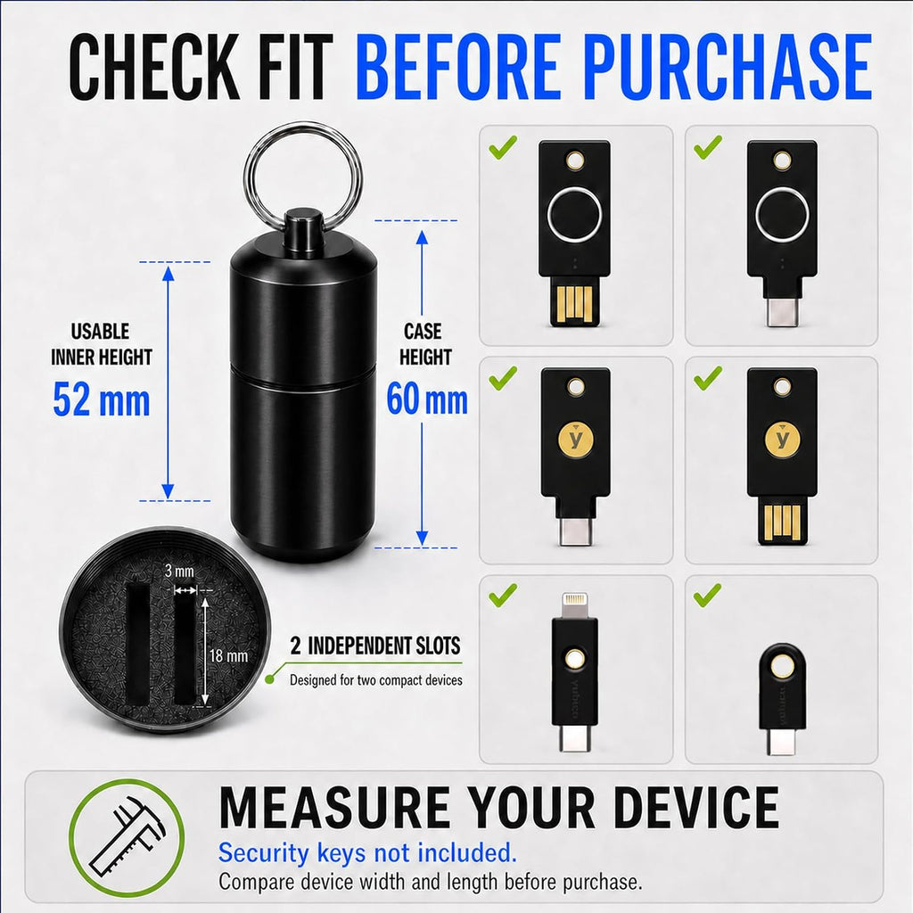 Enhanced Sponge Shock Absorption Protector Case, Fully Compatible with Yubikey 5/5FIPS/Key/Bio Series, Waterproof and Shockproof Cryptocurrency Wallet Security Case (1, Black, Two Groove) - Image 5