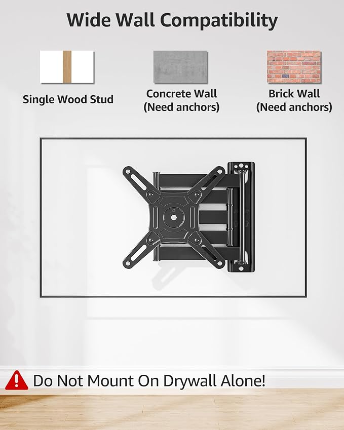 MOUNTUP Full Motion TV Wall Mount for Most 13-42 inch TVs, 21.7'' Long Extension Articulating Arm with Swivel Tilt Rotation, Corner TV Mount Wall Bracket for Monitor, Max VESA 200x200mm, Holds 44 lbs - Image 9