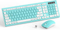 Wireless Keyboard and Mouse Combo Silent for Office and Home(Turquoise) | 2.4G Full Size Silent Cordless Keyboard with Tilt Legs,3-Level DPI Quiet Mouse,for Windows/Mac OS/Desktop/Laptop/PC by RECCAZR