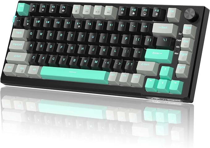 MageGee SKY81 75% Mechanical Gaming Keyboard, Gasket Hot Swappable Wired Custom Creamy Keyboard with 5-Layer Sound Dampening, Knob Control, RGB Backlit, NKRO for Win/Mac (Dark Elf, Blue Whale Switch) - Image 7