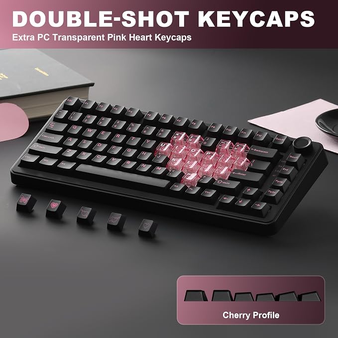 YUNZII B75 PRO 75% Wireless Mechanical Keyboard (Black Heart, MilkV2) | Hot Swap Keyboard with Knob, Gasket Mount, Creamy Pre-lubed Switch for Smooth Typing, BT/USB-C/2.4G, for Gaming - Image 7