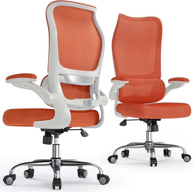 TRALT Office Chair Ergonomic Desk Chair - Gaming Chair with Lumbar Support | 330 LBS Home Office Desk Chairs , Reading Chair with Flip-up Armrests, Comfortable Computer Chairs (1, Orange) by TRALT