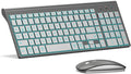 Wireless Backlit Keyboard and Mouse Ultra Slim Combo, TopMate - Gray Silver | 2.4G Silent Compact 2400DPI Mouse and Scissor Switch Keyboard Set, Batteries Included, for PC/Laptop/Windows/Mac/Gaming by TopMate