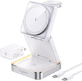 Augnner 25W 3-in-1 Charging Station for Apple Device, White Foldable Magnetic Wireless Charger, Fast Travel Charging Stand for iPhone17/16/15/14/13/12 Series, Apple Watch/AirPods by Augnner
