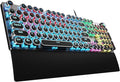 AULA F2088 Typewriter Style Mechanical Gaming Keyboard Wired,Blue Switches,Rainbow LED Backlit,Removable Wrist Rest,Media Control Knob,Retro Punk Round Keycaps,USB Wired Computer Keyboard by AULA