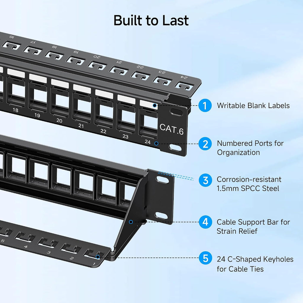Cable Matters 1U 24 Port Keystone Patch Panel with Cable Management - Image 5