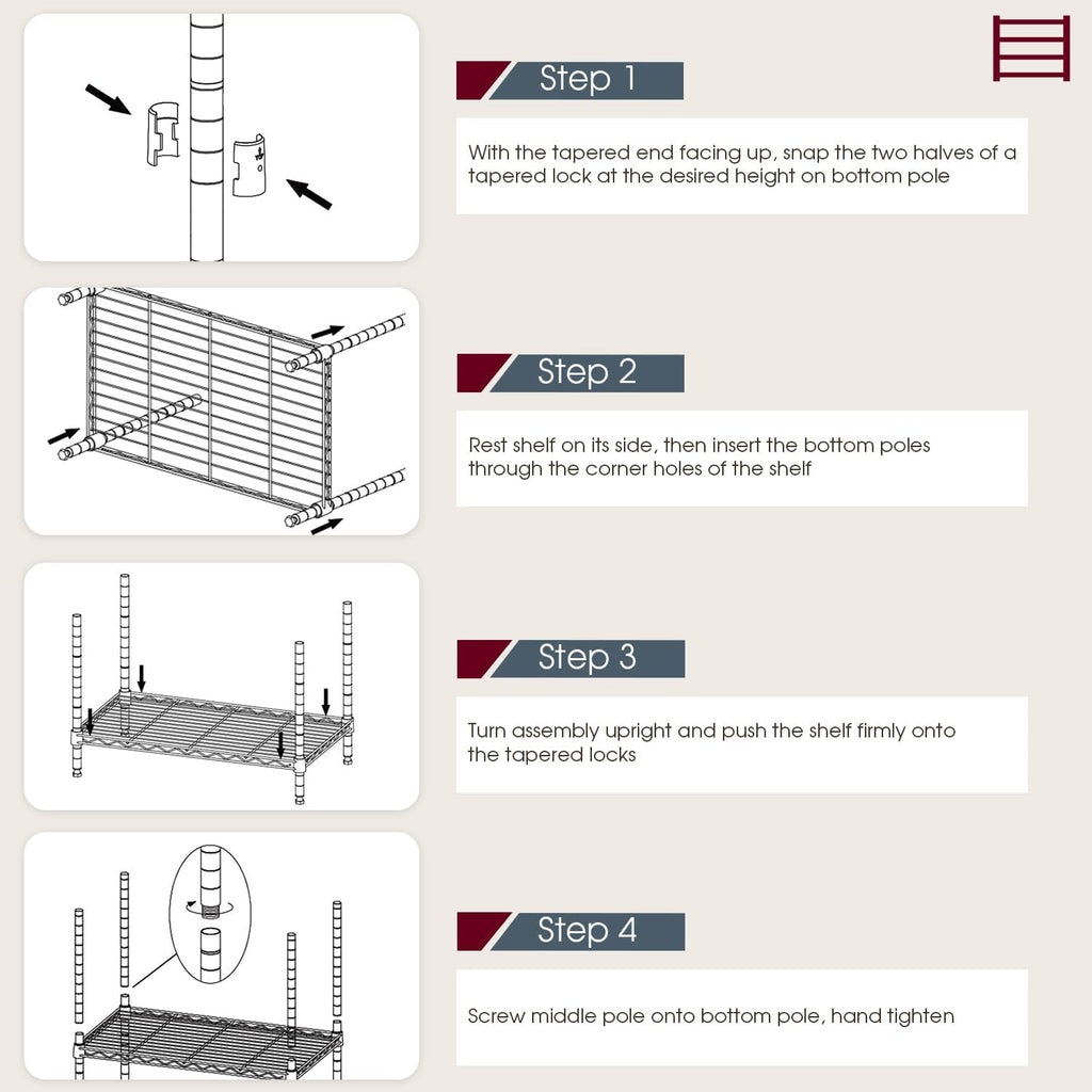BestOffice | 6-Tier Wire Shelf with Wheels | 48" x 18" x 77" | Black - Image 6