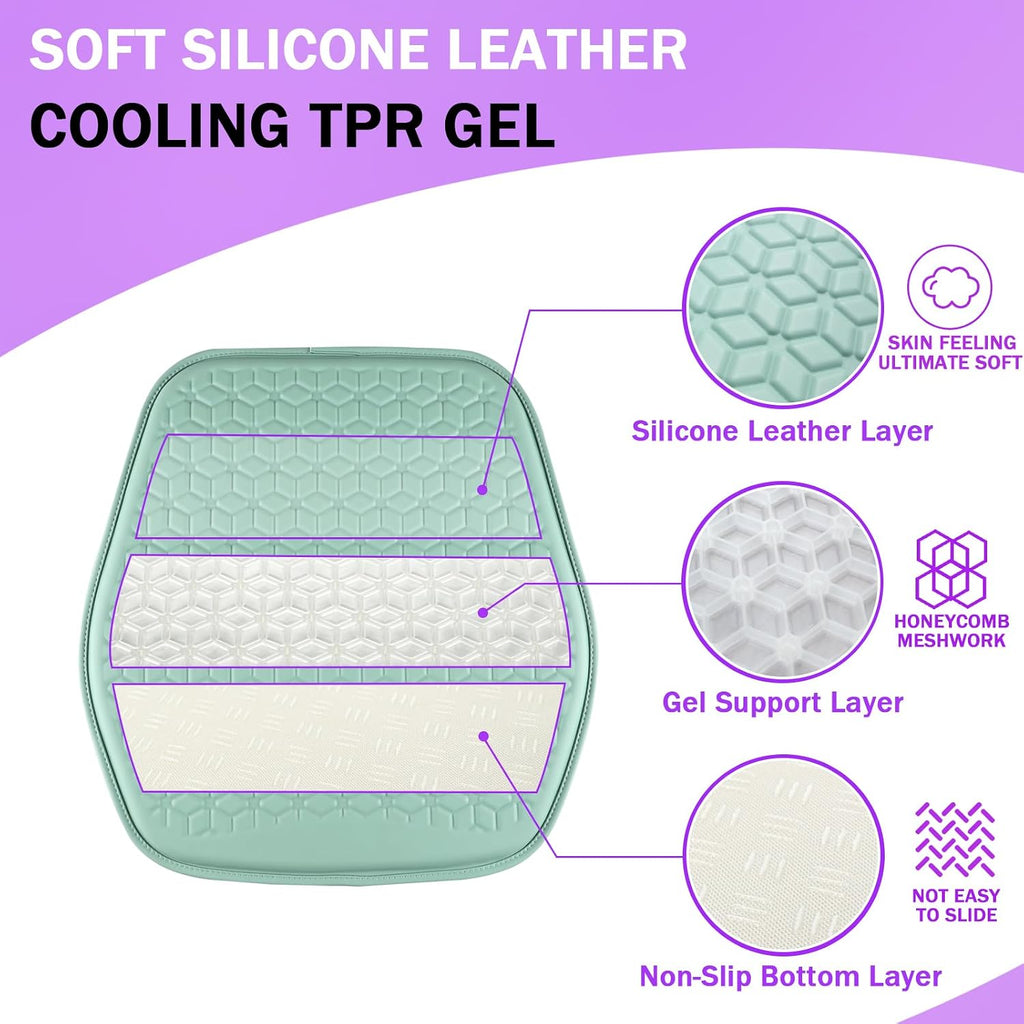Thin Cool Gel Seat Cushion PU Leather for Car Seat Office Chair - Image 3