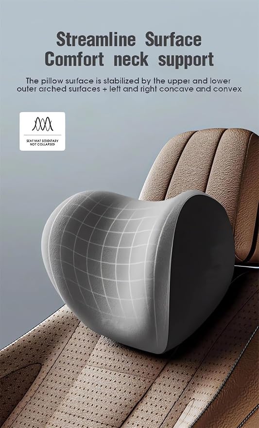 Car Headrest & Lumbar Support Cushion Ergonomic Car Seat Neck Back Rest Pillows Orthopedic Memory Foam Head Rest and Lower Lumbar Support Pillow Set Backrest Driving Seat Office Chair Support (Blue) - Image 3