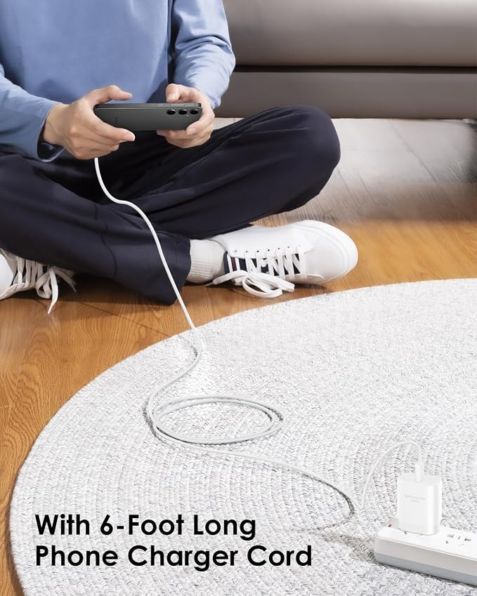 AISNI USB C Charger, 2 Pack 25W Type C Charger Fast Charging with USBC Chargers Cable 6 FT Android Phone Charge for Galaxy S25/ /S24/S23+/S22/S21/S20/Phone 17 16 15 Pro Max 16 15 Plus-White - Image 5