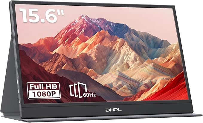 15.6" Portable Monitor, FHD1080P 60Hz IPS Display | Matte IPS,Smart Cover, USB-C/HDMI, VESA 75*75.screen extender for Laptop PC, Mac,Phone,Switch, PS5, Xbox by DHPL
