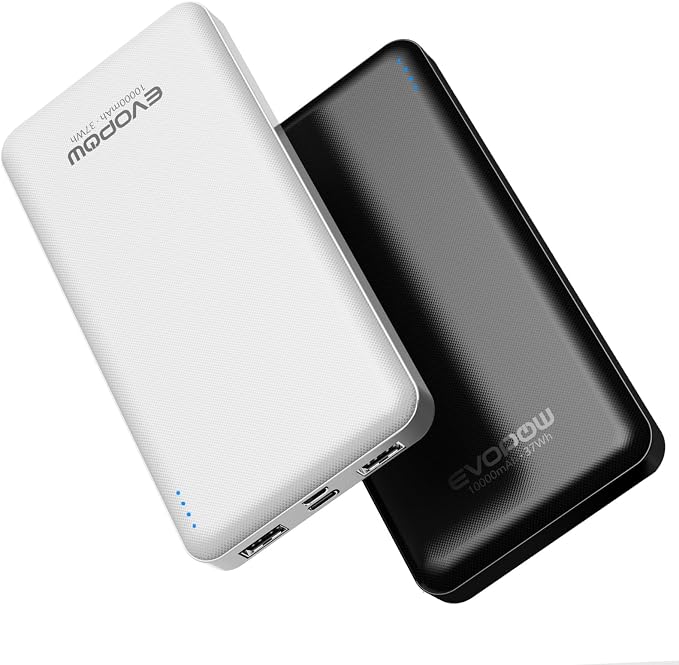 2 Pack Portable Charger, Slimmer 10000mAh Power Bank, USB C in&Out Fast Charging Battery Pack, External Portable Power Bank for iPhone 16 15 14 13 12 Tablet Headphones Samsung S23 S22 Pixel etc by EVOPOW