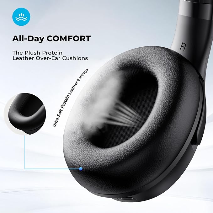 havit Active Noise Cancelling Headphones, Wireless Headphones Over Ear, Foldable Bluetooth 5.3 Over the Ear Headphone, 50H Playtime, HD Stereo Sound, Custom EQ via App for Travel, Office, Home - Image 4