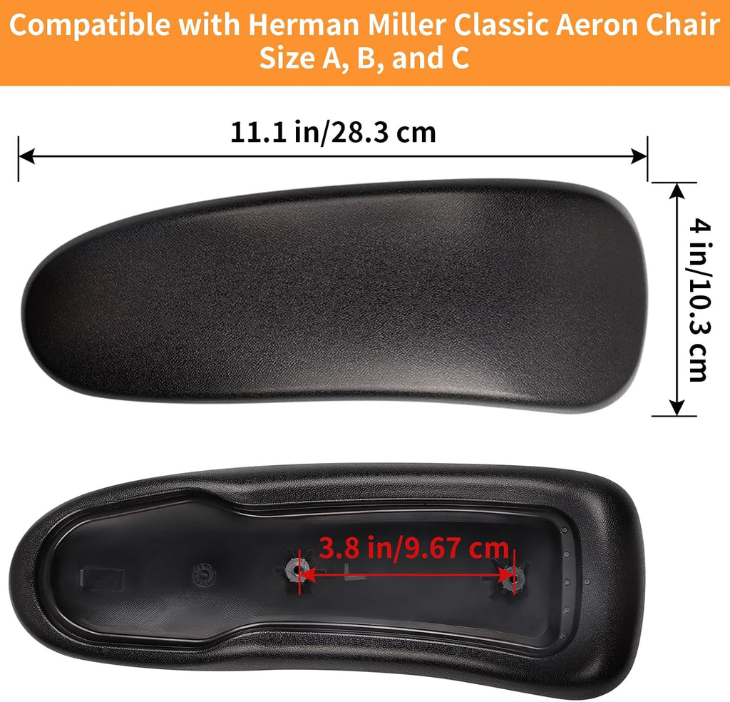 Office Chair Armrest Replacement, PU Chair Arm Pads Caps Compatible with Herman Miller Classic Aeron Chair, 1 Pair - Image 2