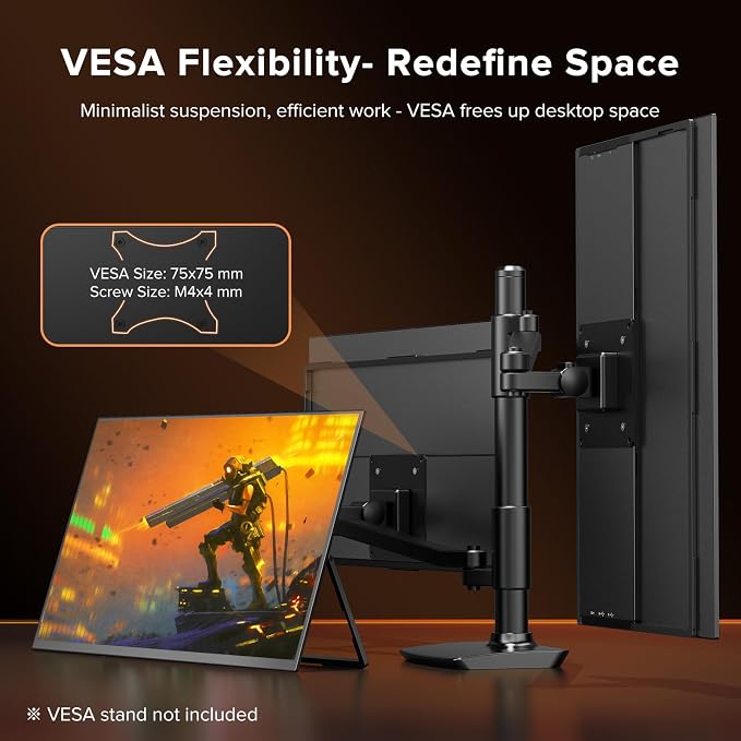 Portable Monitor 18.5'' 120Hz Gaming Monitor, 125%sRGB | 2000:1 | HDR| FreeSync Travel Monitor for Laptop Mac-Book PC, Built-in Stand & Speakers, VESA, USB HDMI Large Second Screen for Game Office - Image 8