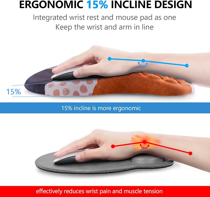 Ergonomic Mouse Pad & Keyboard Wrist Rest Set, Memory Foam | Memory Foam Wrist Cushion, Non-Slip PU Base, Massage Design, Relieves Wrist Pressure for Work, Gaming & Office Use,Boho - Image 2