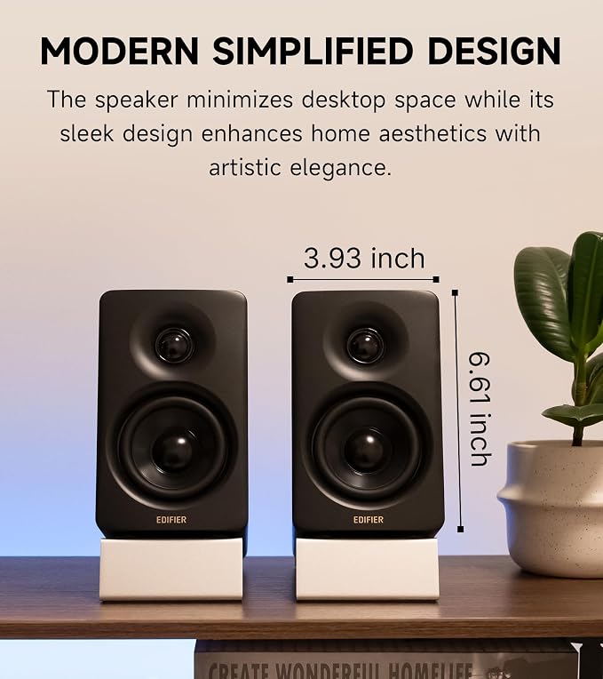 Edifier M60 Multimedia Speaker, 66W RMS Computer Speaker, Black | Bluetooth 5.3, Hi-Res Audio with LDAC, 3" Mid Bass & 1" Tweeter, USB-C AUX Inputs, Compact Desktop Speaker - Image 10