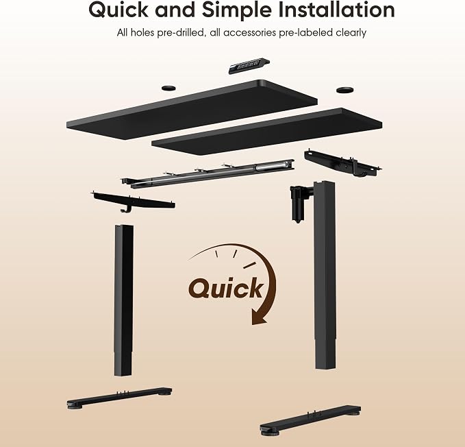 Monomi Electric Standing Desk 55"x24"Height Adjustable Sit Stand Up,Black | Ergonomic Computer Workstation Desk for Home Office with Memory Preset & Quiet Motor, Two-Piece Desktop - Image 6