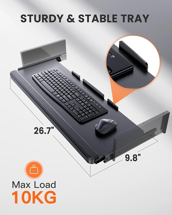 ErGear Electric Standing Desk with Keyboard Tray, 55x28 Inches Adjustable Height Sit Stand Up Desk, Home Office Desk Computer Workstation, Black - Image 3