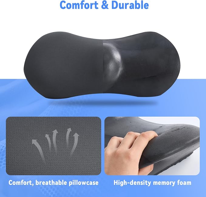 Lumbar Support Pillow for Office Chair and Car Seat, Lumbar Pillow with Adjustable Strap, Memory Foam Back Pillow for Lower Back Pain Relief, Back Support Pillow for Sitting, Driving, Traveling - Image 3