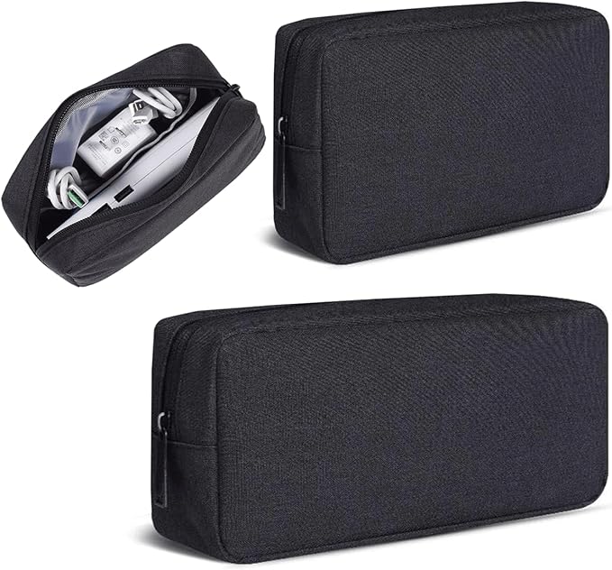 CAAORDKSO Electronics Accessories Case, Electronic Organizer Travel Cable Accessories Bag, Portable Waterproof Storage Bag for Hard Drive,Power Bank,Chargers,Mouse,Various Accessories(Small+Big-Black) by Unknown
