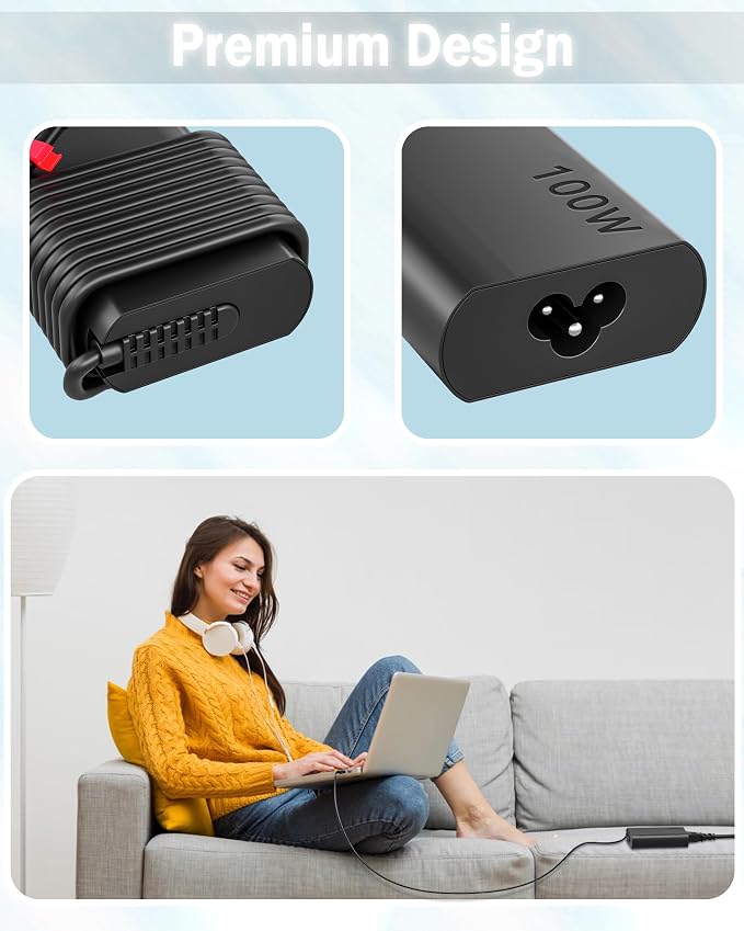 WZXHU Slim 100W USB C Laptop Charger Compatible with Lenovo Yoga 9 9i 7 7i ThinkBook 15 16 Yoga Slim 7Pro ldeapad 5 Pro 16 Thinkpad Carbon x1 Type C Fast Charging AC Adapter Power Supply - Image 5