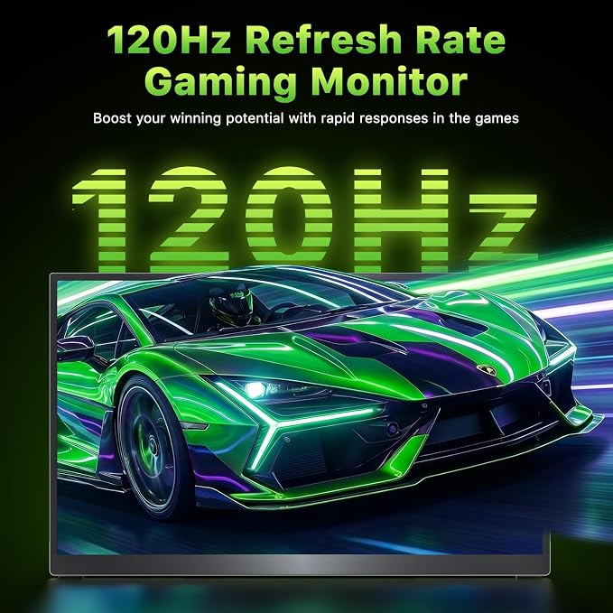 Upperizon Portable Monitor 18.5 inch 2K QHD 120% sRGB 120Hz IPS HDR HDMI USB-C Travel Monitor for Laptop MacBook PC Surface PS5 Xbox, Large External Display with Kickstand & Speakers, VESA Compatible - Image 3