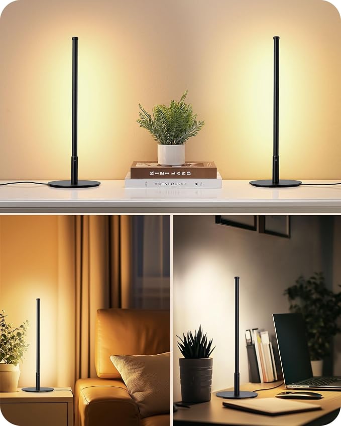 EDISHINE LED Table Lamps for Living Room, Modern Dimmable Desk Lamp, Black | 3 Color Temperature, Memory Function, Metal Finish, Skinny Modern Minimalist Style for Bedroom, Corner - Image 8