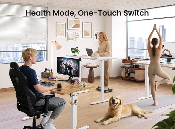 CubiCubi 55 x 24 Standing Desk, Height Adjustable Electric Computer Desk, Sit Stand up Home Office Workstations, White - Image 9