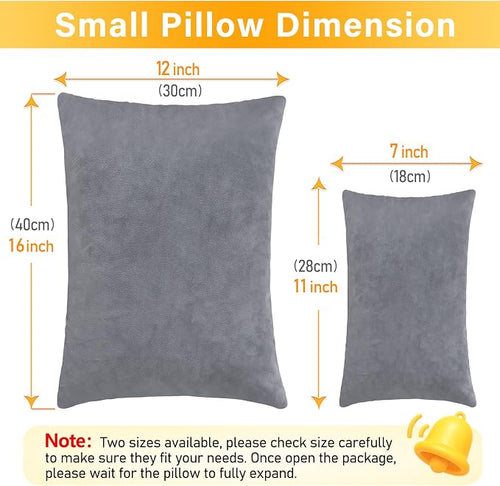 1 MIDDLE ONE 2 Pack Small Pillow, 16 X 12 Inches, Memory Foam Mini Pillow for Travel, Camping, Sleeping, Nap and Neck, Knee, Lumbar Support, Tiny Cushion for Pet, Dogs (Grey) - Image 2
