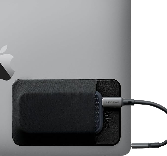 Slipdrive - Portable Hard Drive Sleeve for Laptop - SSD Solid State Drive - Reusable Adhesive - Stick on External Hard Drive Carrying Case - Pocket Pouch (Small, Black) by Slipdrive