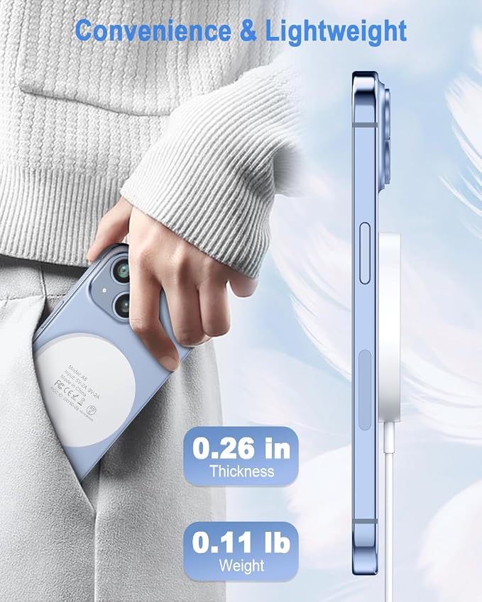Magnetic Wireless Charger Mag Safe Charging Pad for iPhone 17/16/15/14/13 | 20W Type-C Adapter, Fast LED Charging for iPhone 17/17 Pro Max/16/15/15 Plus/14/13/12, Lightweight for Travel Bedside Desk - Image 7