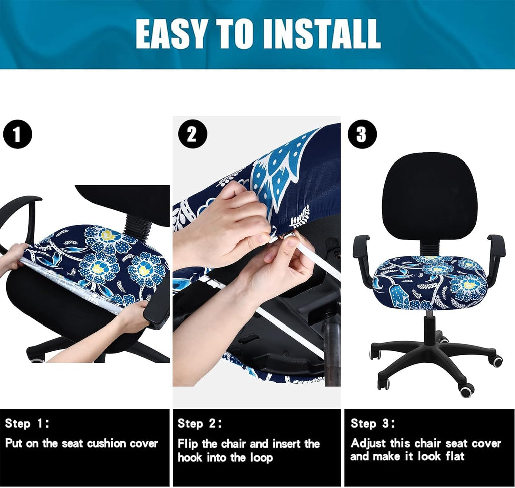 Smiry Stretch Printed Office Computer Desk Chair Seat Covers - Image 7
