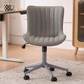 YOUNIKE Office Desk Chair with Wheels Armless Vanity Chair Ergonomic Grey | Faux Leather Upholstered with Rocking Back, Swivel Height Adjustable, Modern Small Cute Task Chair For Sewing Drafting by YOUNIKE