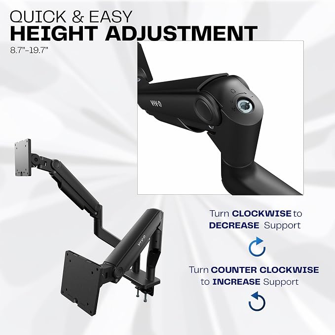 VIVO Heavy Duty Dual Ultra-Wide Monitor Tension Arm, Up to 45 inch Screens, Holds 44 lbs per Arm, Premium Desk Mount Monitor Stand for 2 Ultrawides, Black, STAND-V200V - Image 4