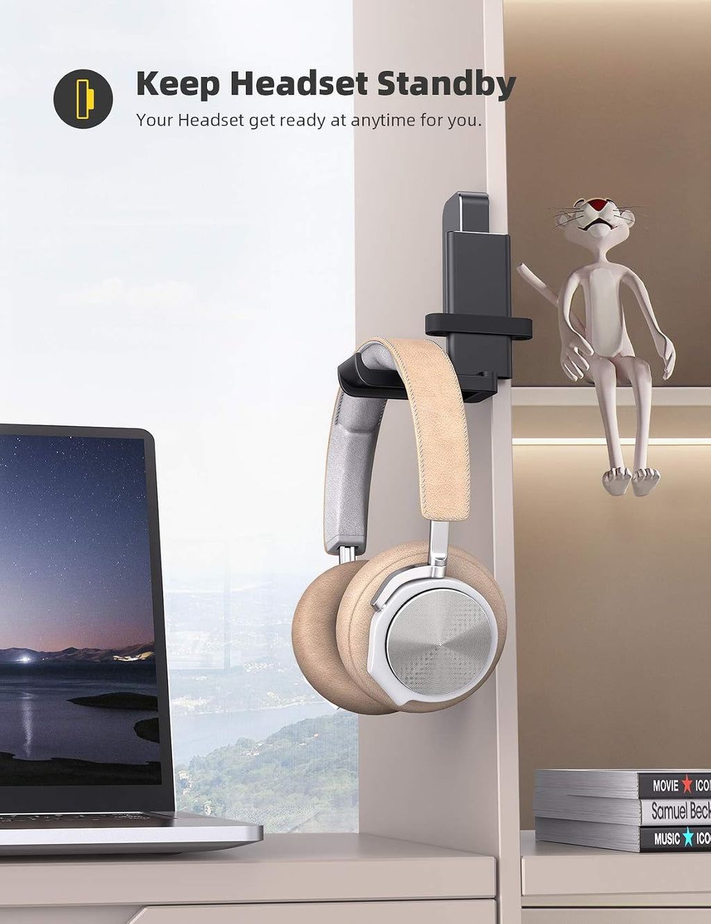 Lamicall Headphone Stand Adhesive Rotatable Headset Earphone Hanger Hook - Image 4