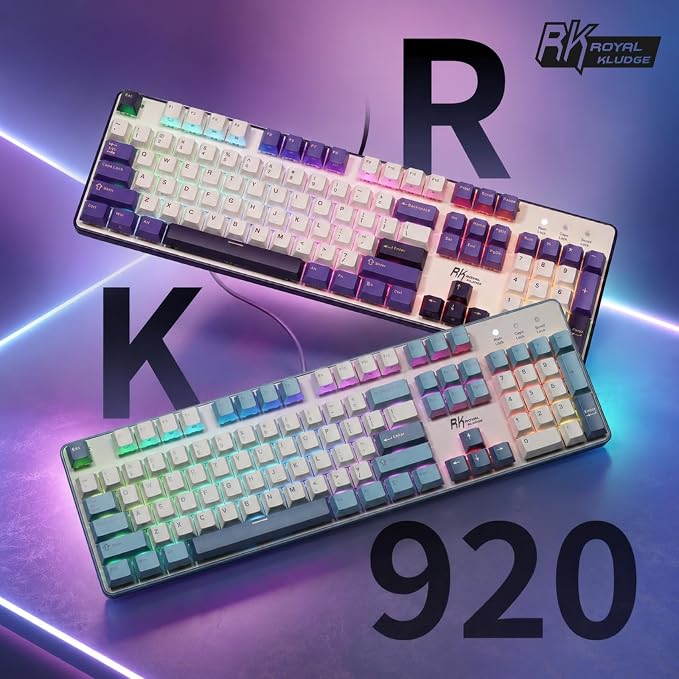 RK ROYAL KLUDGE RK920 Full Size Mechanical Keyboard Wired, RGB Backlit | 104 Keys Computer Keyboard, Hot Swappable Custom Switches, Double-Shot PBT Keycaps, Anti-Ghosting Gaming Keyboard for PC Mac - Image 8
