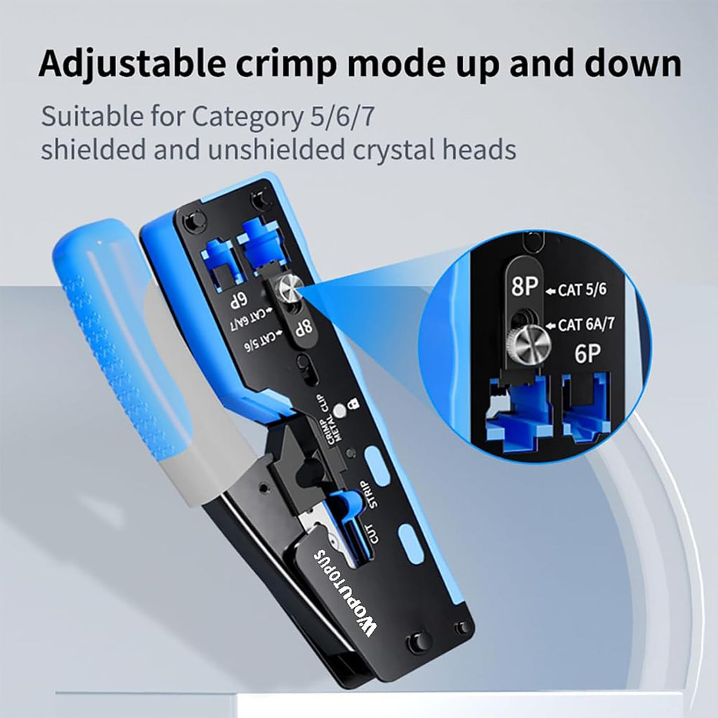 RJ45 Crimp Tool Kit Pass Through, Ethernet Crimping Tool for Cat5/5e/6/7, Includes 50-Pack Cat6 Pass Thru Connectors and 50-Pack Boots - Image 4