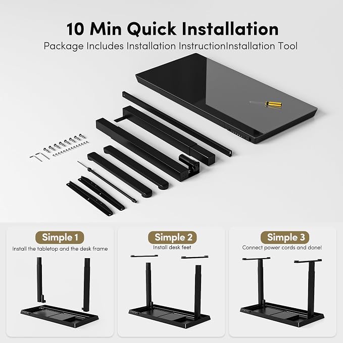 BANTI Electric Standing Desk with Drawers, 48 inch Whole-Piece Glass Desktop, Height Adjustable Stand up Sit Stand Home Office Ergonomic Workstation, Black Tabletop - Image 9