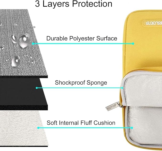 MOSISO Laptop Case 16 inch, 15-15.6 inch Laptop Sleeve Bag with Pocket | Compatible with MacBook Pro 16 M5 M4 M3 M2 M1, HP Acer Dell Lenovo ASUS, Polyester Vertical Computer Bag, Yellow - Image 3