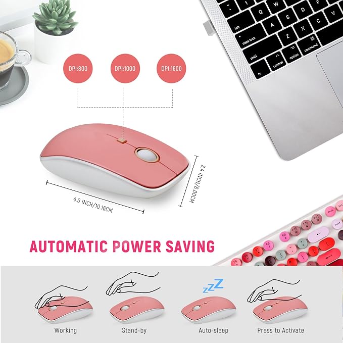 Wireless Keyboard and Mouse Sets,Reliable 2.4 GHz Connectivity for PC,Laptop,Smart TV and More (White Colorful) - Image 6