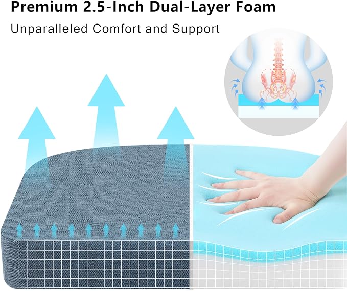 Nordjager Chair Cushions for Dining Chairs, 4 Pack Memory Foam Cushion | 2.5" Thick Chair Cushion; Waterproo Surface with 17" x 16" Size for Kitchen & Dining Chairs, Secure Ties and Washable Cover. - Image 2
