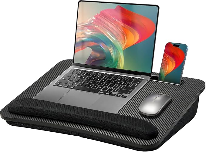 HUANUO Laptop Lap Desk - Portable Lap Desk with Pillow Cushion, Fits up to 15.6 inch Laptop, with Anti-Slip Strip & Storage Function for Home Office Students Use as Computer Laptop Stand- Black - Image 8