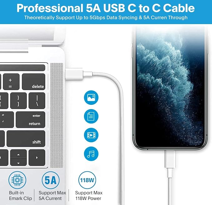 Mac Book Pro Charger-118W USB C Fast Charger Power Adapter Compatible with MacBook Pro/MacBook Air 16 15 14 13 Inch, M1 M2 M3 M4 M5, New iPad Pro and All USB C Device, 6.6ft Charge Cable - Image 6