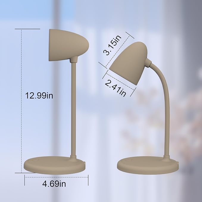 LED Desk Lamp for Home Office,Dimmable Table Lamp 3 Light Colors | Reading Light for Bedside Small Desk Lamp for College Dorm Room,Bedroom Desk Light,Brown - Image 2