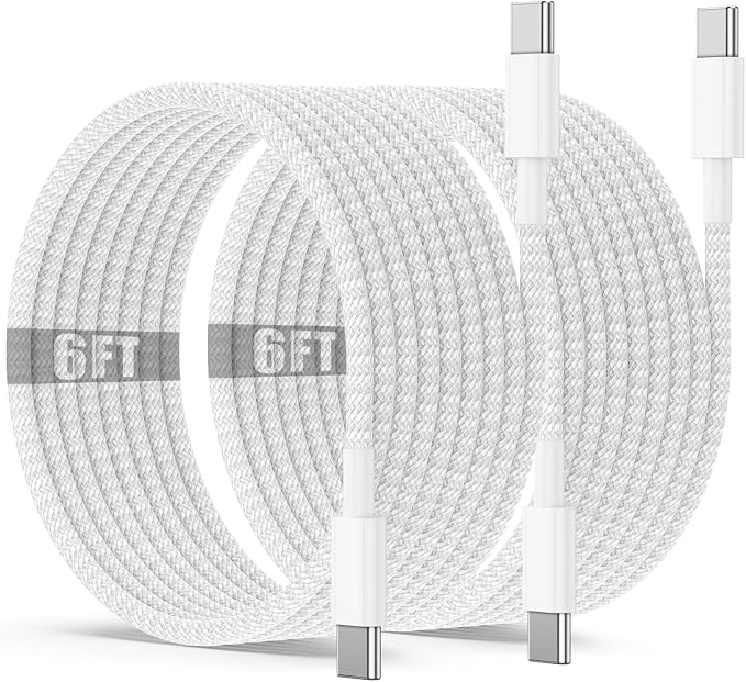USB C to C Charging Cable 6ft, 60W Fast Type C to C Charger Cord Long for Apple iPhone 17 Pro Max/17 Air/16 Pro Max/15 Plus, MacBook Pro 2021/2020/2019,iPad 12.9/11 inch/Mini/Air 5/4,Samsung Galaxy by Qalirvis